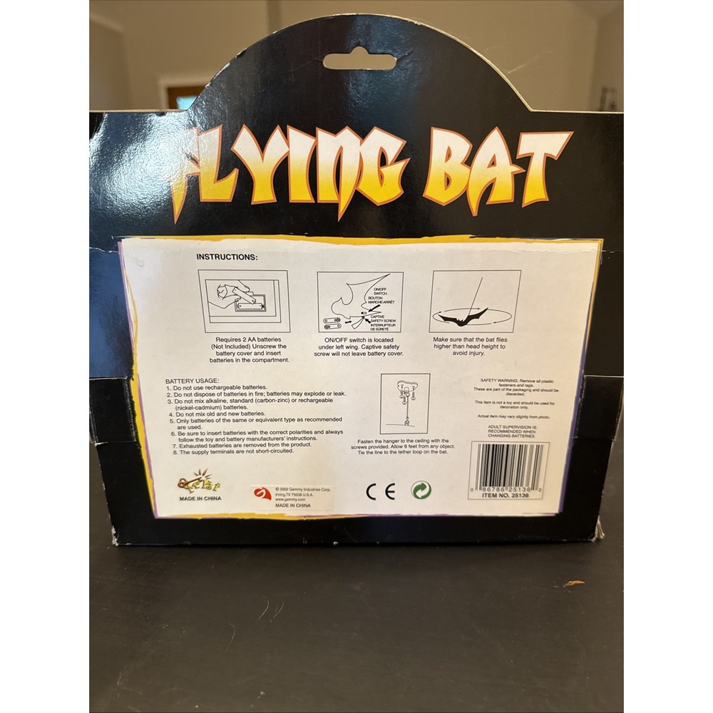 2002 Gemmy Halloween Flying Bat Decor Spooky Vintage - Picture 4 of 10